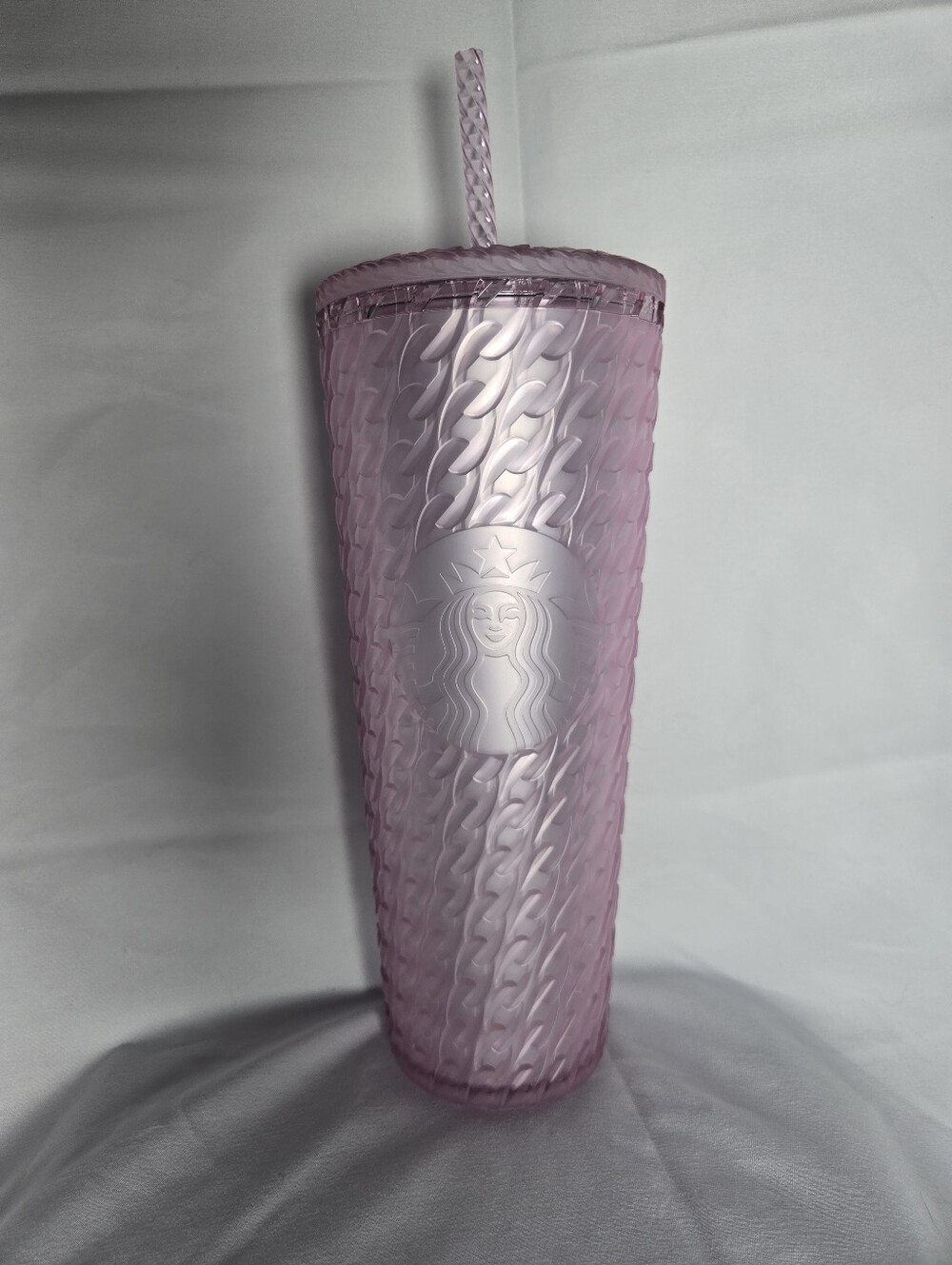 Starbucks Pink Cable Knit Metallic Siren Venti Cold Cup Tumbler 24 oz